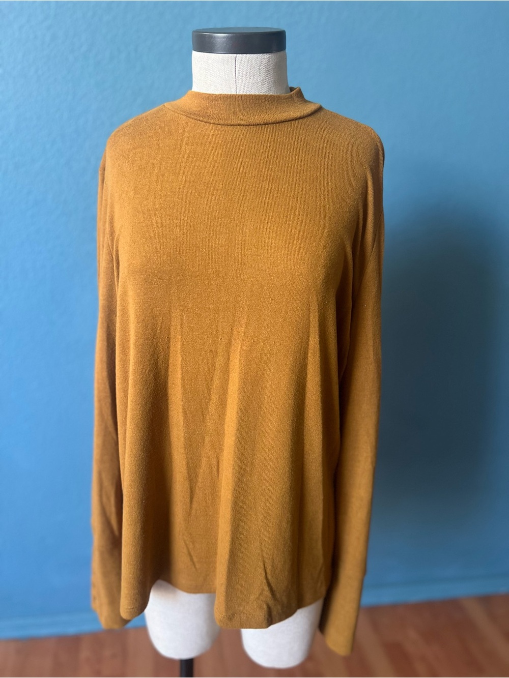 Classic Women’s Mock Neck Sweater in Dark Mustard